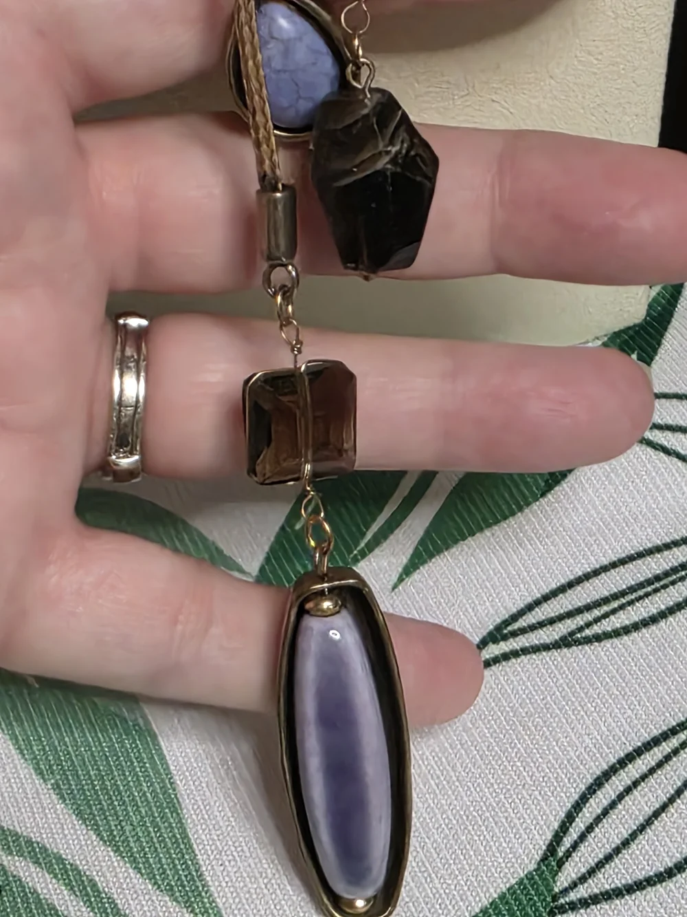 Chico's Genuine Amethyst Stone Necklace & Earrings Set - Artisan Purple